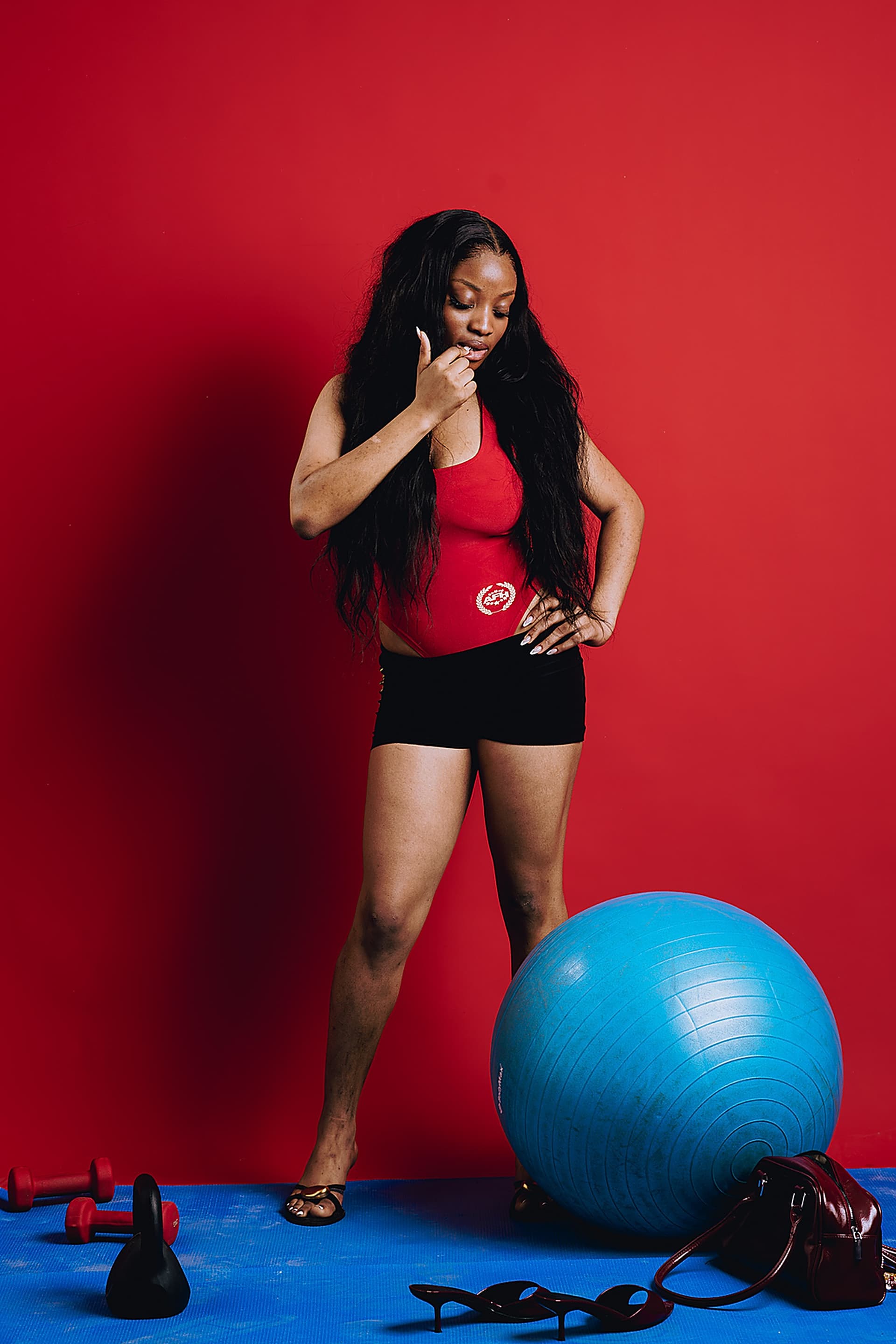 Battle Sweats Jamestown — red crest bodysuit