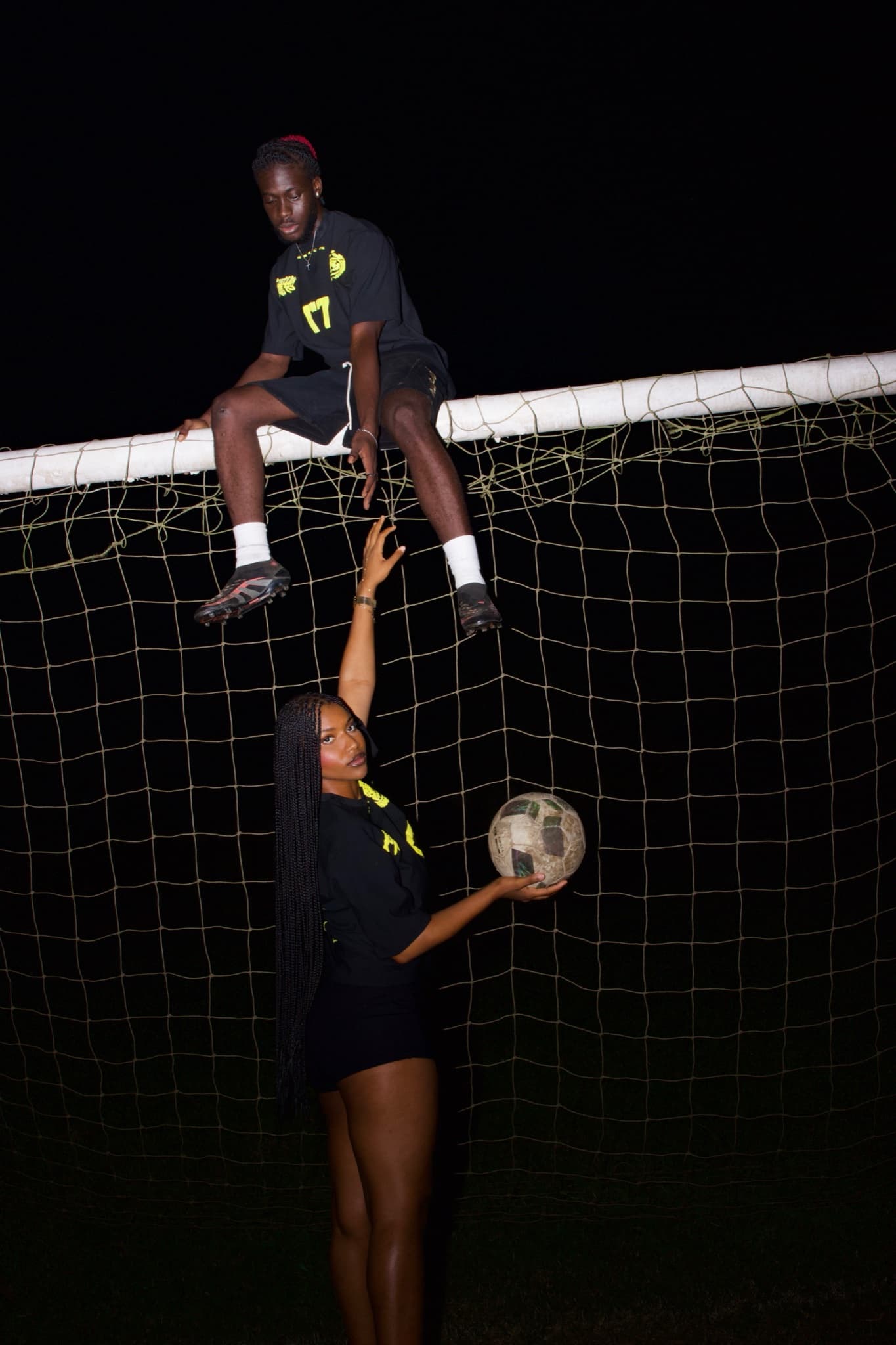 Go Gold Performance Jersey — two models at the goal